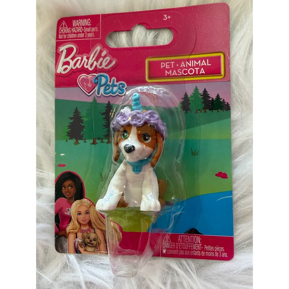 Barbie Pets Dog Figure Unicorn Horn Floral Headband Just Play 63840 New